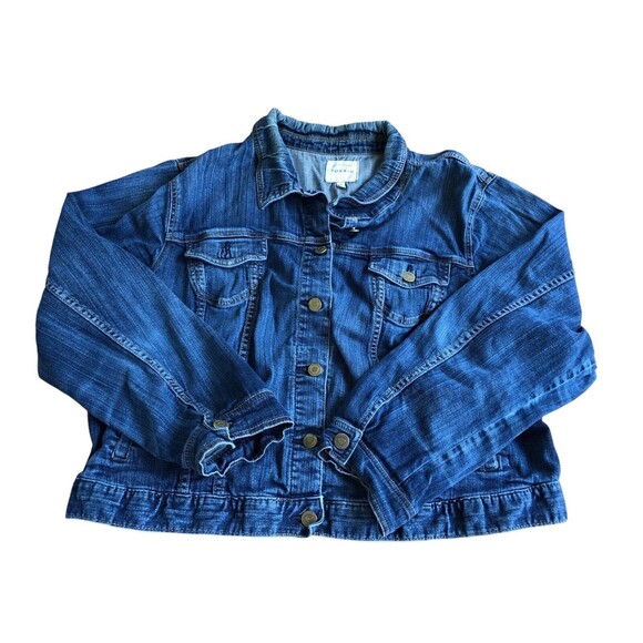 TORRID Women's Plus Size 3 Stretch Denim Trucker Jean Jacket Blue Button Up - Picture 4 of 13